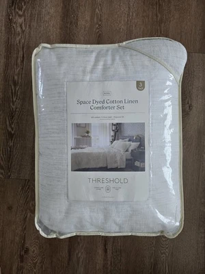 Space Dyed Cotton Linen Comforter & Sham Set Threshold King Gray NEW - Image 1 of 4