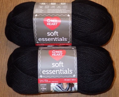 Lot of 2 Skeins Red Heart Soft Essentials Yarn, 5 oz, 131 yds, Black - Image 1 of 3