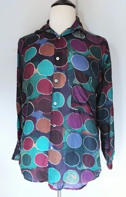 Botón de lunares de seda vintage manga larga frontal L/XL dañado reutilización reparación  Foto 1 de 4