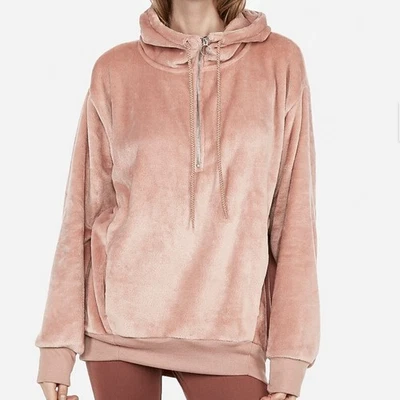 Sudadera con capucha Express de terciopelo de gran tamaño marrón talla S Foto 1 de 4