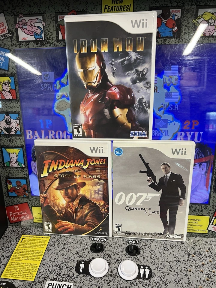 Wii CIB Lot of 3: Indiana Jones & the Staff of Kings + Iron Man + 007 Quantum - Image 1 of 4