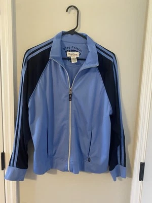 Chaqueta deportiva azul con cremallera completa Oleg Cassini para hombre talla L Foto 1 de 4