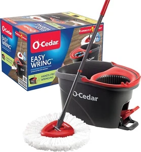 O-Cedar EasyWring Microfiber Spin Mop, Bucket Floor Cleaning System, Red, Gray, - Picture 1 of 19