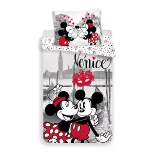 SALE lDisney MINNIE MICKEY MOUSE Single Bed Duvet Cover Set 100% COTTON Venice - Picture 1 of 3