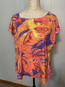 Guy Harvey Womens Tropical Butterfly Multicolor Shirt Size Medium - Picture 1 of 7