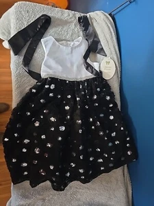 American Princess Black And White Dress With Sequins And Bow Around The Waist  - Picture 1 of 10