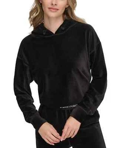 CALVIN KLEIN PERFORMANCE Women's Velour Pullover Hoodie Black Size XS MSRP $70 - Picture 1 of 4