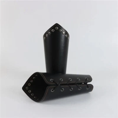 Medieval Cosplay PU Leather Armor Arm Warmers Lace-Up Bracers Viking Pirate - Image 1 of 4