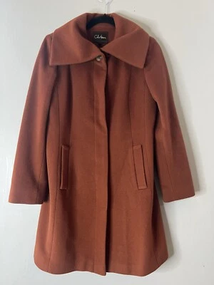 Abrigo Cole Haan Lana Mezcla Cachemira Guisante Mujer Talla 2 Naranja Foto 1 de 4