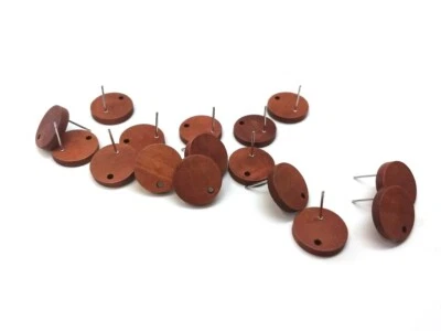 10件装304不锈钢耳环柱钉钉-15毫米-樱桃木-圆形 — 第 1/3 张图片