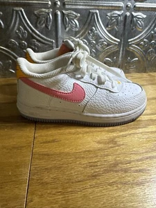 Nike Force 1 Low TD Shoes Kids Size 10C 'White Coral Chalk' FJ3486-100 - Picture 1 of 8