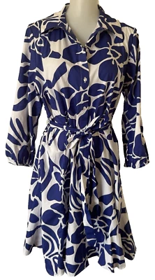 NUEVO Vestido Camisa Cynthia Steffe Floral Tropical Cinturón Mujer’s Grande Azul Foto 1 de 4