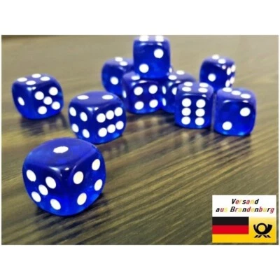 MARKENLOS Einzelne blaue Würfel aus Kunststoff Spielwürfel Augenwürfel 18mm für Spiele A35