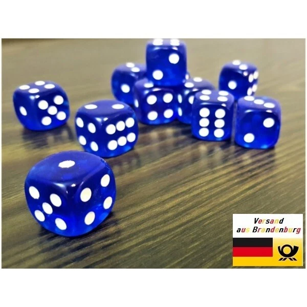 MARKENLOS Einzelne blaue Würfel aus Kunststoff Spielwürfel Augenwürfel 18mm für Spiele A35