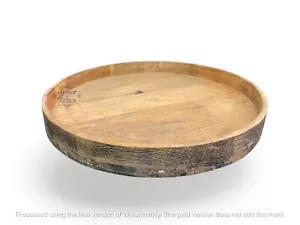 Rustic Wooden Lazy Susan Serving Tray 18-Inch 360° Rotating Natural Finish New - Picture 1 of 5