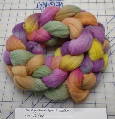 Organic Polwarth Wool Handpainted Combed Top Roving Spinning Felting Yoder - Image 1 of 2