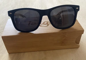 TWIGS Bamboo Polarized Sunglasses Black & Brown Comes With Wooden Box Case New - Picture 1 of 11