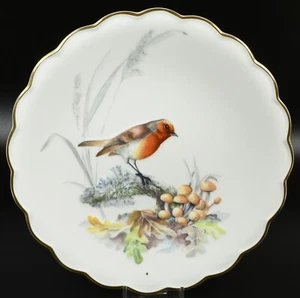 Mint in Box Birds of Dorothy Doughty Dessertteller Hahn Rotkehlchen im Herbstholz - Bild 1 von 6