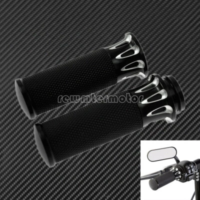 1'' 25mm Black Handle Bar Hand Grips Fit For Harley Touring Softail Dyna CVO - Image 1 of 4
