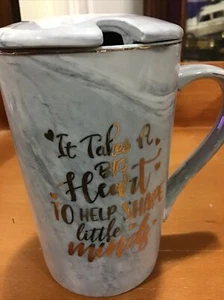 IT TAKES A BIG HEART COFFEE MUG. TO SHAPE MINDS MUG. Art Deco Print Mug. B157 - Picture 1 of 10