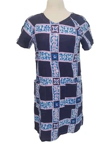 DESMONDO Size S approx 10 Purple Short Sleeve 100% Cotton Dress - Picture 1 of 7