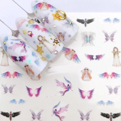 Nail Art Nagel Sticker - Wasser transfer Tattoos - Engel Flügel Fee Kinder A26 - Bild 1 von 2