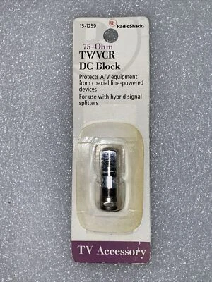 Radio Shack 75-Ohm TV/VCR DC Block (male to female) 15-1259 - Image 1 of 4