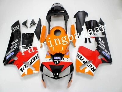 Kit de carenado de inyección de plástico ABS naranja negro apto para 2003 2004 CBR600RR REPSOL Foto 1 de 4