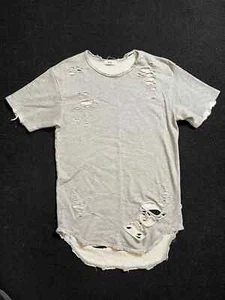 EPTM Mens Long T-Shirt Extended Short Sleeve Fashion Ripped Tee Hipster Medium - Picture 1 of 3