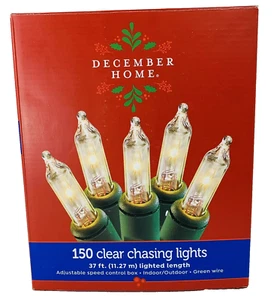Clear CHASING Mini Lights String 150 Count Variable Speed Control Christmas 37' - Picture 1 of 24