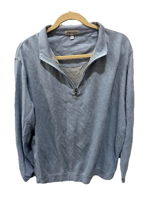 Peter Millar Sweater Men's XL Blue Crown Comfort Interlock 1/4 Zip MEOK40 - Image 1 of 4