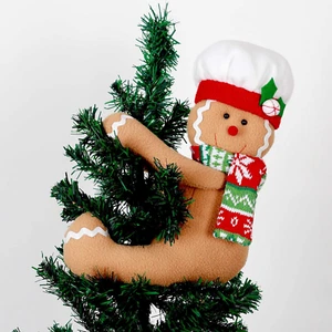 Gingerbread Man Christmas Tree Topper Decorations Funny Xmas Plush Indoor Decor - Picture 1 of 7