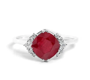 Ruby Rings Lab Created Moissanite Rings 925 Solid Silver Ring women's Rings - Picture 1 of 4