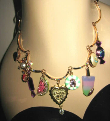  Berloques Betsey Johnson Sweet Shop picolé melancia hortelã-pimenta bling colar - Imagem 1 de 4