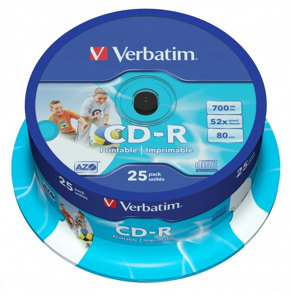50 x Pack VERBATIM CD-R AZO 700MB 52X Wide Printable ID 43439 - Image 1 of 1
