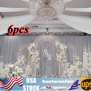 6pcs White Weddings Ceiling Drapes Backdrop Curtains Draping Sheer Voile Decor - Picture 1 of 16