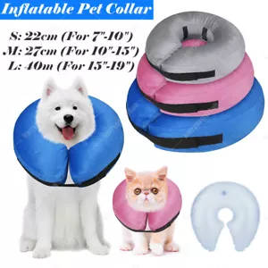 Dog Cat Protective Inflatable Collar Soft Pet Neck Head Cones Recovery E-Collar - Picture 1 of 40