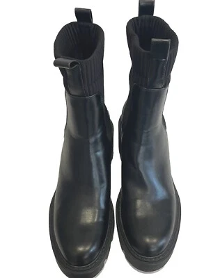 ZARA Ankle Boot Chelsea Boots Size 39 US 8.5 Chunky Lug Sole Black Platform - Image 1 of 4