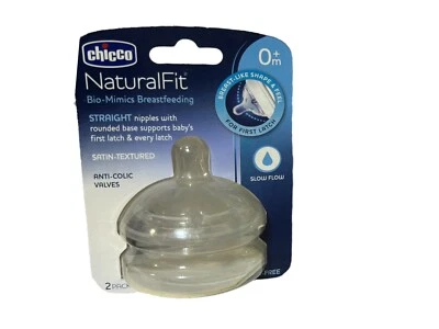 Paquete de 2 biberones Chicco NaturalFit pezón 0M+ flujo lento recto sin BPA Foto 1 de 2
