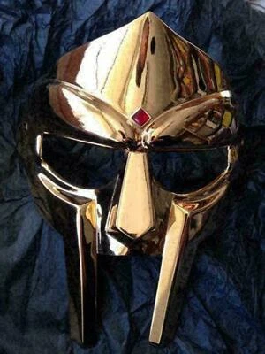Golden Finish Brass Face Amour Medieval MF Doom Gladiator Mask Christmas Gift — 第 1/3 张图片
