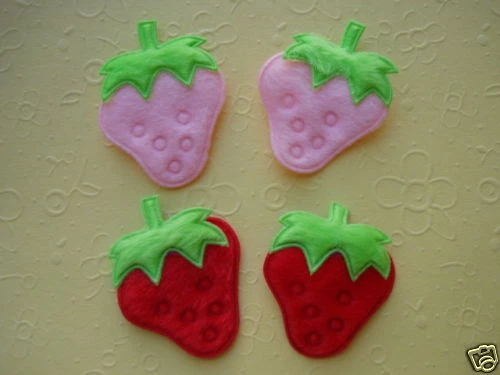 50 apliques de fieltro de fresa rosa y rojo + estrás/artesanía/ajuste/costura/lindo H89 Foto 1 de 1