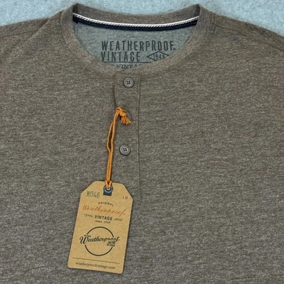 Camisa Henley Vintage Impermeable Para Hombre Manga Corta Grande L Taupe Foto 1 de 4