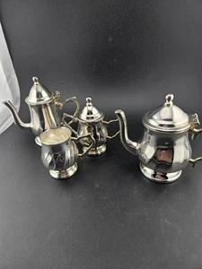 Vintage Dollhouse Silverplate Tea Set 4pc Coffee Pot Sugar Creamer Miniature - Picture 1 of 21
