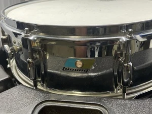 70s Ludwig Blue and Olive Badge 8-Lug Snare Drum Chrome On Maple! Case & Stand! - Picture 1 of 11