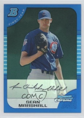 2005 Bowman Chrome First Year Blue Refractor /150 Sean Marshall #192 Rookie RC - Image 1 of 2