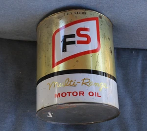 1950s era FS MULTI RANGE MOTOR OIL Old 1 gallon Metal Can - Picture 1 of 6