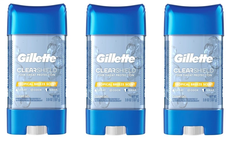 BL Gillette Deodorant Clearshield Gel Tropical Breeze 3.8oz X 3 Packs - Image 1 of 1