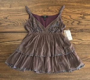 Jessica Simpson Tiered Ruffle Sequin Tank Top Braided Straps Size Small NWT - Picture 1 of 8