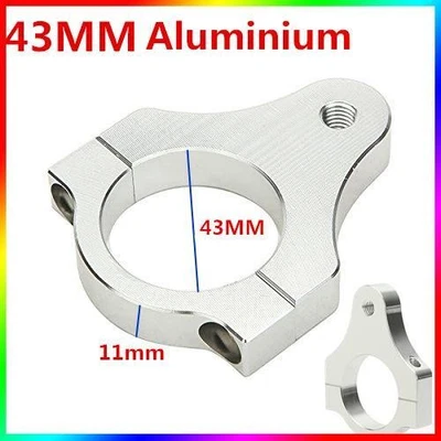43mm Motorcycle Silver Aluminium Steering Damper Fork Frame Mounting Clamp Kit - Image 1 of 4