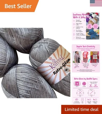 Retro-Glam Shimmer Silver Metallic Yarn 4-Pack, 1280 Yards for Stylish Creations - Image 1 of 4